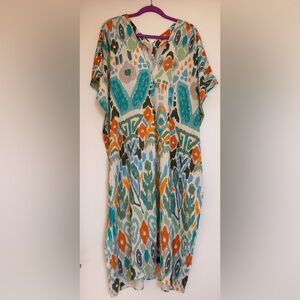 Multicolor Patterned Kaftan Dress